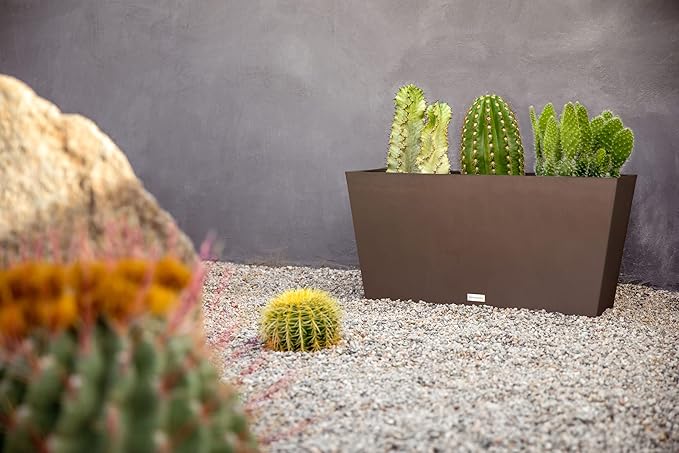 Veradek Pure Series Midori Trough Planter - Large Rectangular Planter for Indoor or Outdoor Deck/Porch | Durable All-Weather Use with Drainage Holes | Modern Decor for Shrubs, Flowers, Small Plants