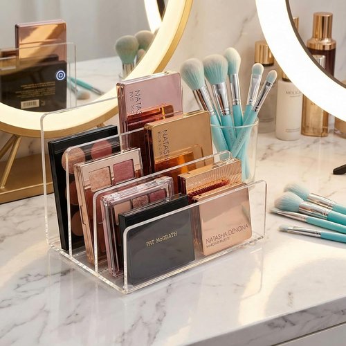 Jucoan Clear Acrylic File Holder - 3-Section Vertical Desktop Organizer | 9 x 6.5 x 6.5 Inch Document Sorter