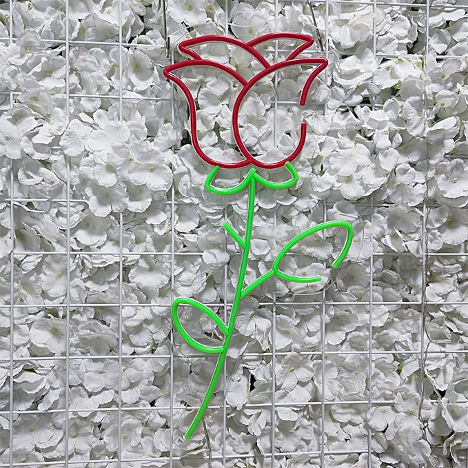 Flower Neon Sign Rose Sign Light,LED Neon Light for Wall Decor Flowers Shaped Light up Sign for Bedroom, Christmas, Shop, Teen Room, Dormitory Beautiful For Her,SIGNVIA,Size:45cm