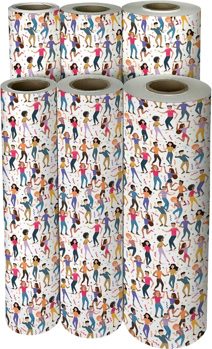 Jillson Roberts Bulk Gift Wrap, Everyday Gift Wrapping Supplies, Dance Party, 1/4 Ream 208 feet x 30 inches