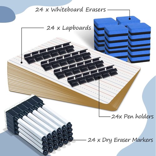 JUSTPAT 24-Pack Dry Erase Boards - 9"x12" Double-Sided Mini Whiteboards for Kids & Classroom Use