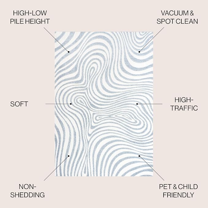 JONATHAN Y Maribo High-Low Abstract Striped Light Blue/Ivory 10x14 Indoor/Outdoor Area Rug, Pet Friendly, Non-Shedding, Stain Resistant, Easy-Cleaning for Backyard, Patio (SCN103C-14)