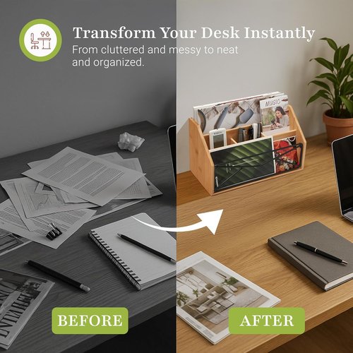 Prosumer's Choice Bamboo Desk Organizer - Natural Wooden Mail & File Storage for Home and Office