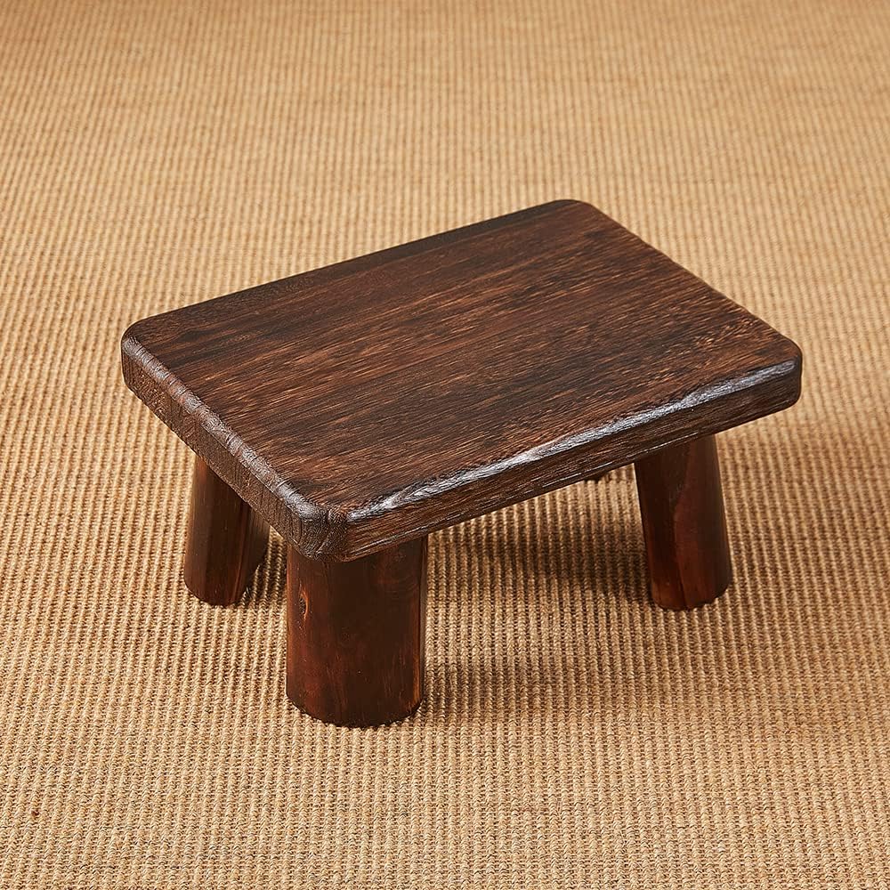 Skiennix Wooden Stool - Rectangular Bedside Step Stool for Kitchen & Bathroom | Supports Up to 500 LBS