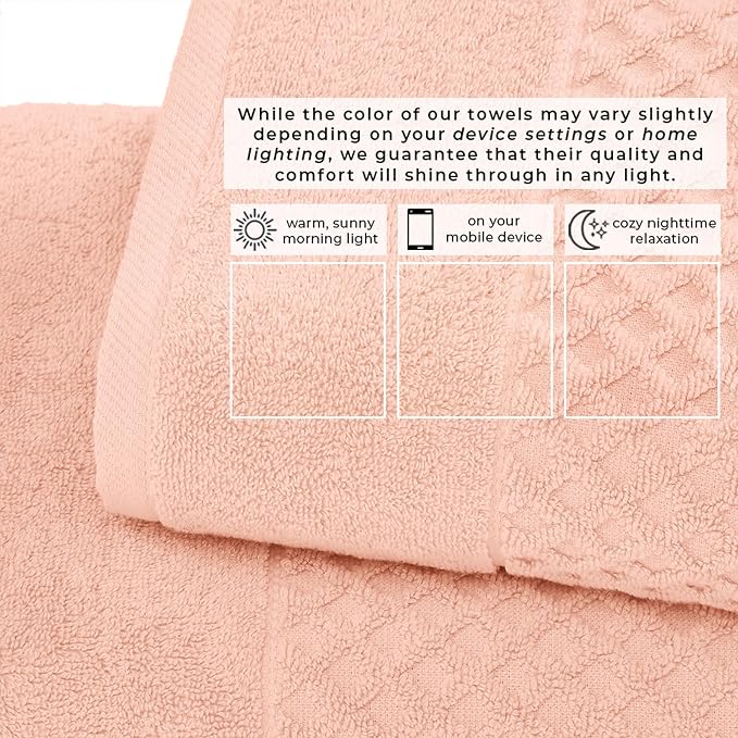 Great Bay Home Bath Towels - 100% Cotton 6 Piece Bath Sheet Set - Diamond Waffle Weave - Absorbent, Durable, Quick-Dry Towels for Bathroom (Blush)