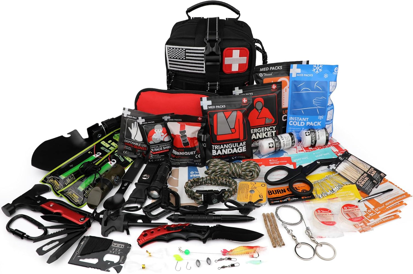 Survival First Aid Kit - 190 Pcs Tactical Medical Supplies | Military IFAK EMT Molle Pouch for Outdoor Adventures