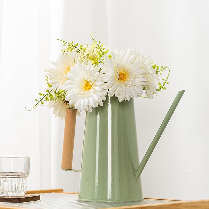 TOPIA Fake Flowers Artificial Daisies & Gerbera Bouquet Silk White 10 Stems Match with Wild Flowerets