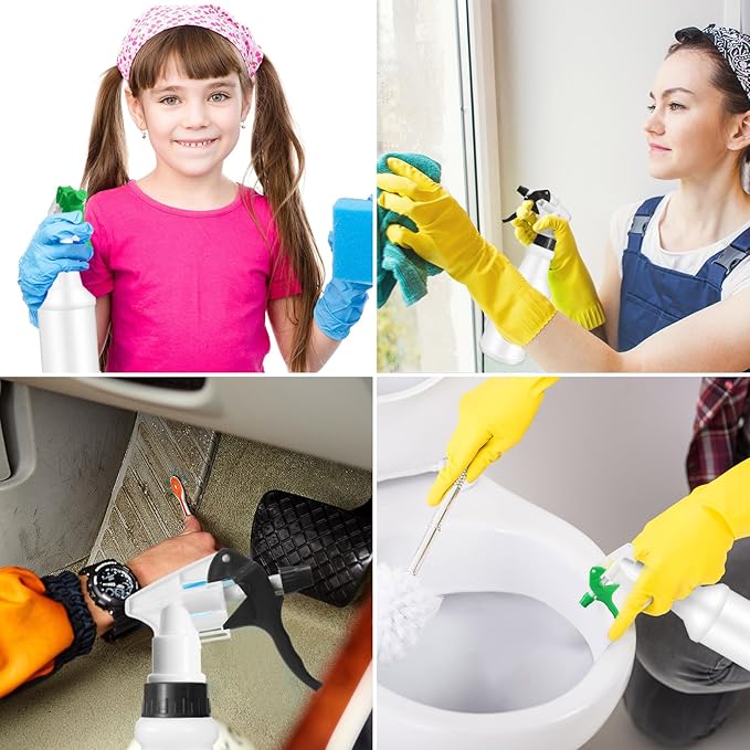 Rtteri 24 Pcs 16 Oz Plastic Spray Bottle for Cleaning Solutions Bulk Empty and Reusable Leak Proof Spraying Bottles for Cleaning, Water, Auto Details, Commercial, Bathroom(Green,Black)