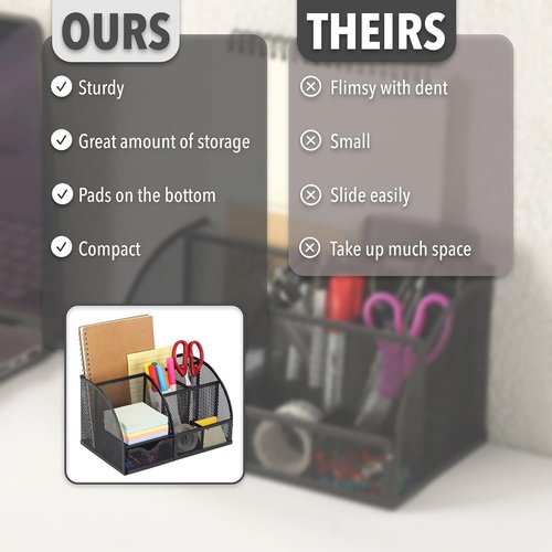 Mr. Pen - Black Mesh Desk Organizer | Stylish Pen & Pencil Holder for Clutter-Free Workspaces