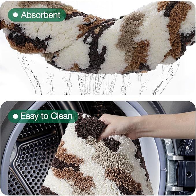 LUMI Bathroom Rugs, Soft Absorbent Bath Mat for Modern Home Decor, Non-Slip Quick-Dry Bath Rug, Machine Washable Floor Mat for Shower and Tub, Entryway, 20"x32", Brown