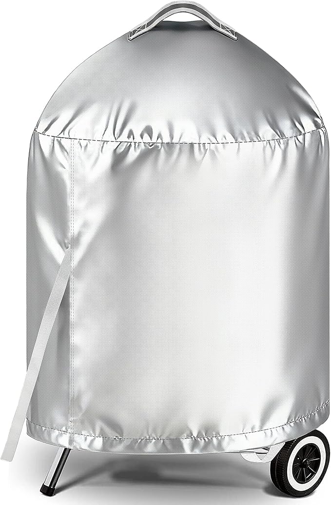 iCOVER Grill Cover for Weber 22 Inch Charcoal Kettle- Heavy Duty Waterproof BBQ Cover for Weber Char-Broil 22 Inch Charcoal Kettle Grills, Silver