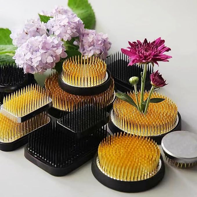 Brass Pin Floral Frog Ikebana Kenzan Flower Arranger Holder with Lead Base Rubber (1.57inch/40mm)