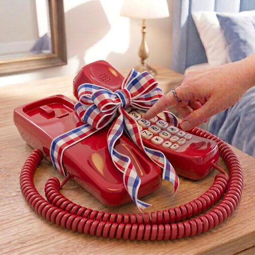 iSoHo Big Button Phone for Seniors - Corded Landline with Loud Ringer & Lighted Keypad - Crimson Red