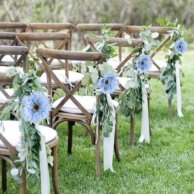 Gerbera Daisy Artificial Flowers 12pcs Faux Daisies Blue Silk Flowers with Stems for Vase Table Centerpiece Home Wedding Party Garden Decoration(Blue)