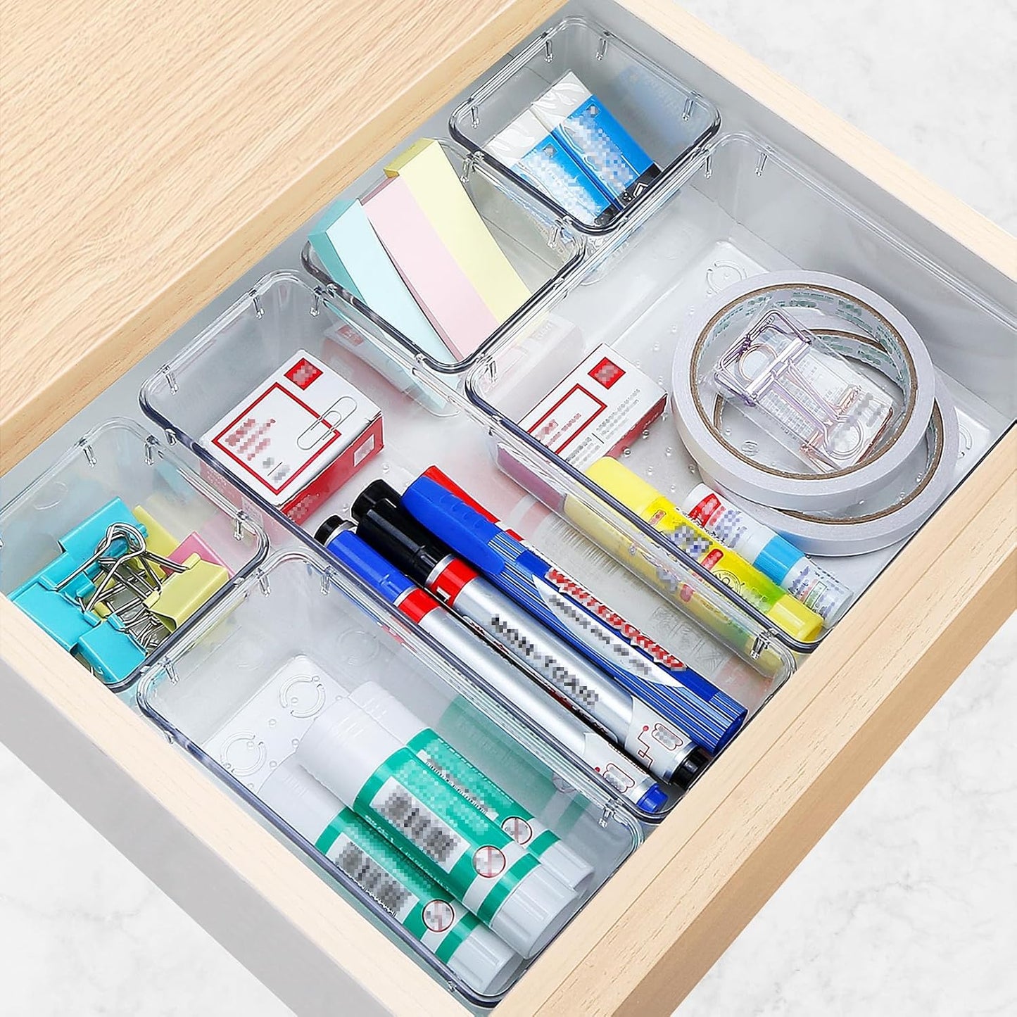 StorMiracle 16 PCS Drawer Organizer Set - Versatile Clear Storage Bins for Bathroom & Kitchen | Makeup, Jewelry & Utensils