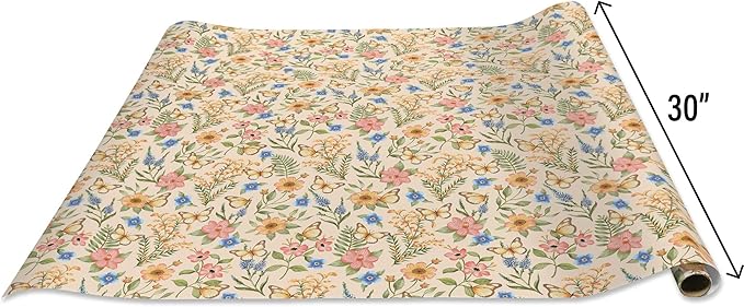 Jillson Roberts Gift Wrap, Butterfly Floral (8 Rolls 5 feet x 30 inches)