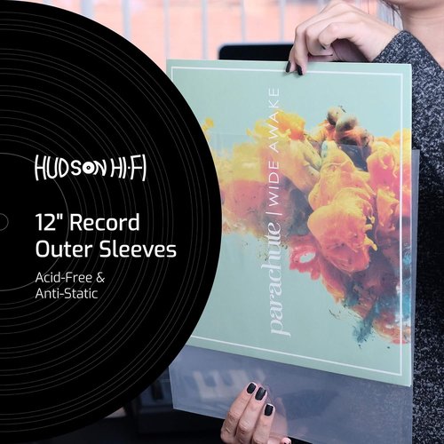Hudson Hi-Fi Vinyl Jacket Sleeves - 100 Pack of Archival-Grade, Crystal Clear, Anti-Static & Acid-Free