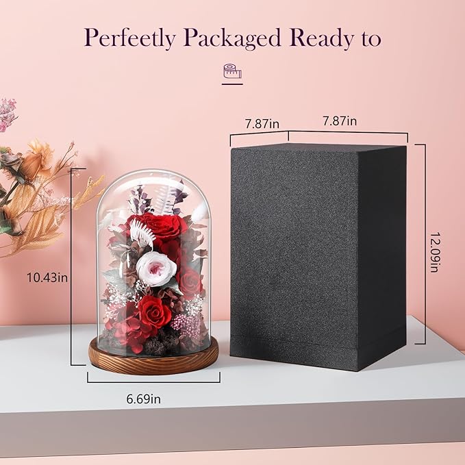 Eternal Rose Rose Red Flower Preserved Long Lasting Stable Color Natural Material Symbol of Everlasting Love for Wife Mothers Select Anniversary Rose Gift Birthday Present Christmas