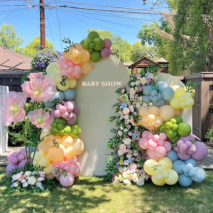 Artificial Giant Huge Flowers 5.57FT 3D Large Faux Floral Green Pink Big Flowers for Wedding Birthday Party Shop Window Display Arrangement Event Decorations
