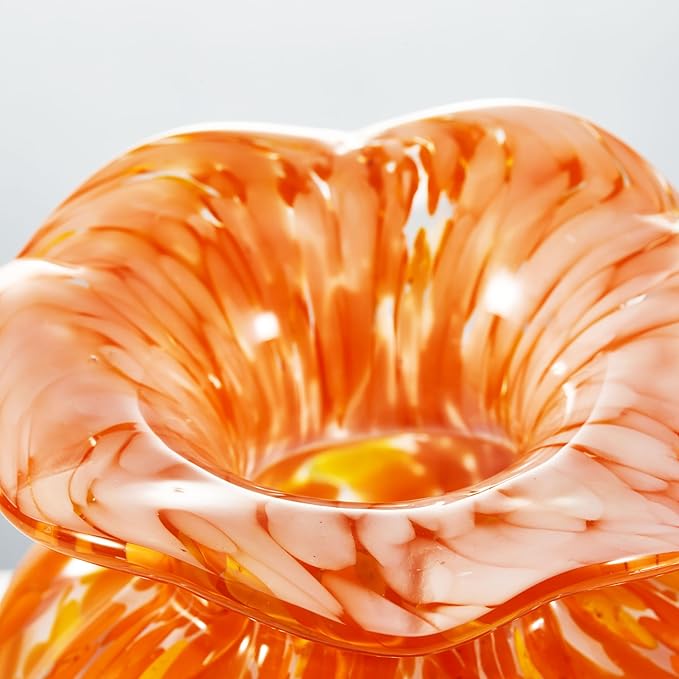 Luxury Lane Hand Blown Confetti Art Glass Bubble Bud Flower Vase for Home Decor 6 inch Tall Centerpiece Table Decoration