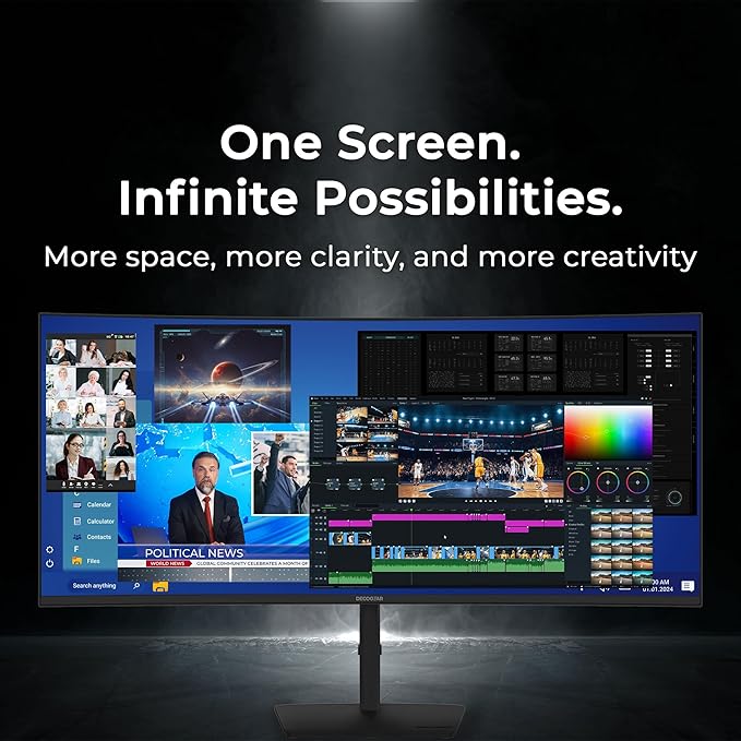 Deco Gear 40” Curved 5K2K Nano IPS Monitor | 5120×2160 UltraWide 21:9 Display, 120 Hz Refresh | 65 W USB-C PD | HDR, Adaptive Sync | Built-in Speakers