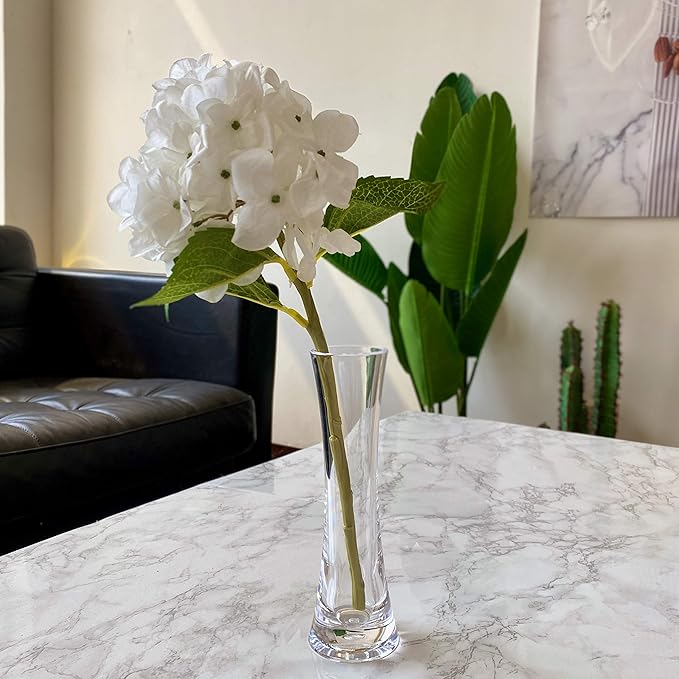 KLIFA- Small Acrylic Round Bud Vase, Shatterproof, High Transparency, Plastic Single Stem Vase, Clear, Hight 7.52 inch, 1 pc