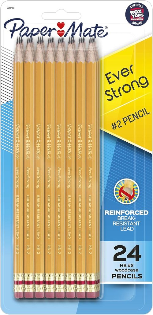 Paper Mate EverStrong #2 Pencils - Break-Resistant Lead for Smooth Writing | 24-Pack