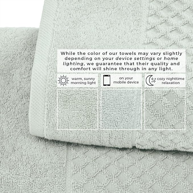 Great Bay Home Bath Towels - 100% Cotton 6 Piece Bath Sheet Set - Diamond Waffle Weave - Absorbent, Durable, Quick-Dry Towels for Bathroom (Pastel Blue)