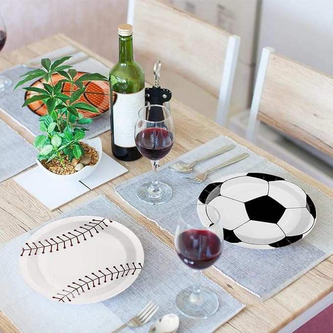 80 PCS Sports Birthday Party Decor, Sports Themed Plates Napkins Basketball Football Soccer Baseball Rugby Disposable Tableware Set for Baby Shower Boy Birthday Christmas Party Supplies (Serves 40)