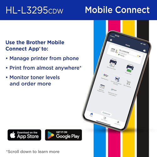 Brother HL-L3295CDW Wireless Color Laser Printer - Compact Design, Duplex Printing & NFC | 2-Month Refresh Trial Included