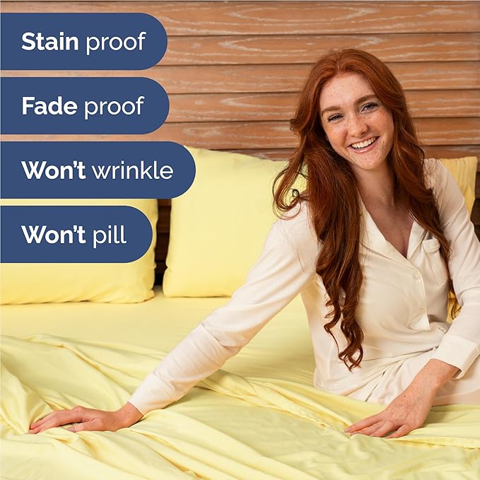 Twin XL Size 3 Piece Sheet Set - Comfy Breathable & Cooling Bed Sheets Set - Hotel Luxury Bedding for Women, Men, Kids, Teens, Boys & Girls - Deep Pockets, Ultra-Soft, Wrinkle Free - Oeko-Tex - Yellow
