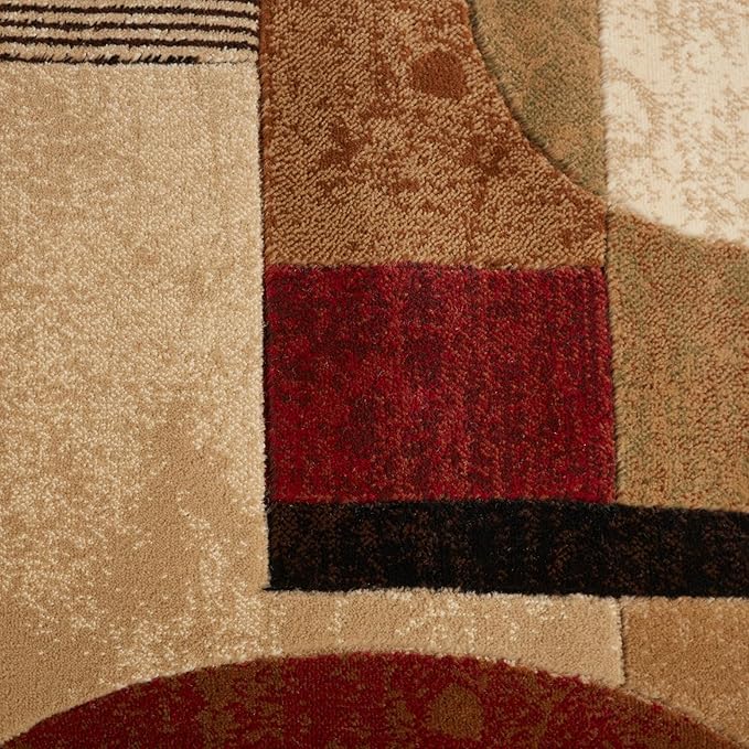 Home Dynamix Tribeca Jasmine Contemporary Geometric Area Rug, Brown/Red, 6'7"x9'10"