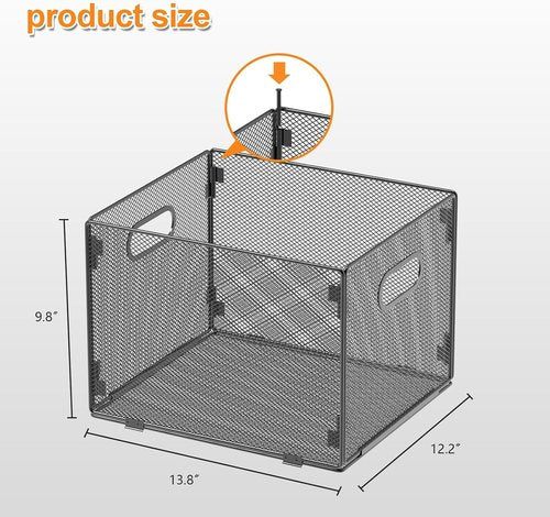 Regine Switzerland Hanging File Organizer - Mesh File Folder Crate with Handle | Black, Letter Size
