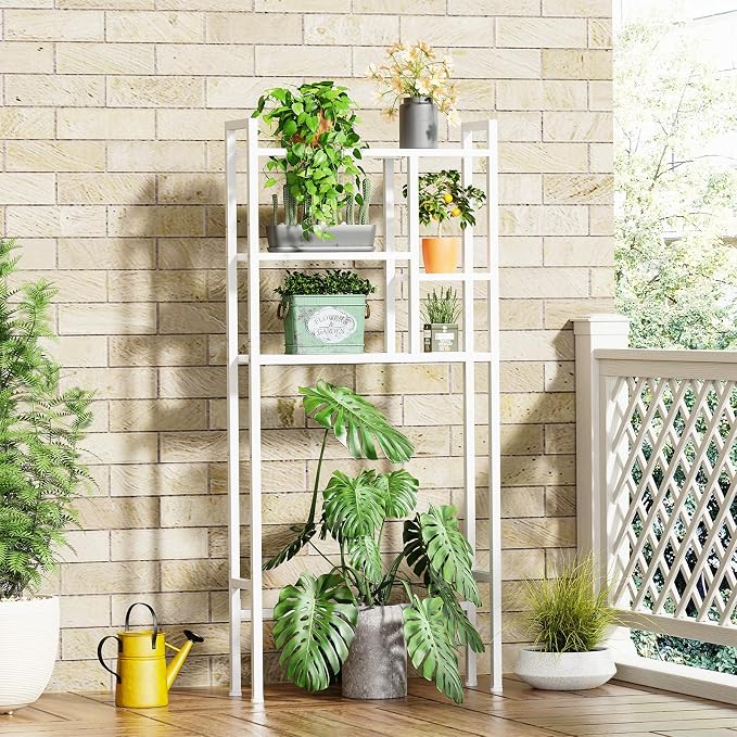 Asgolion Over The Toilet Storage Rack, 3-Tier Bathroom Organizer Over Toilet, Wooden Above Toilet Storage Shelf, Space Saver, Freestanding Bathroom Storage Metal Shelf, Easy to Assemble, White