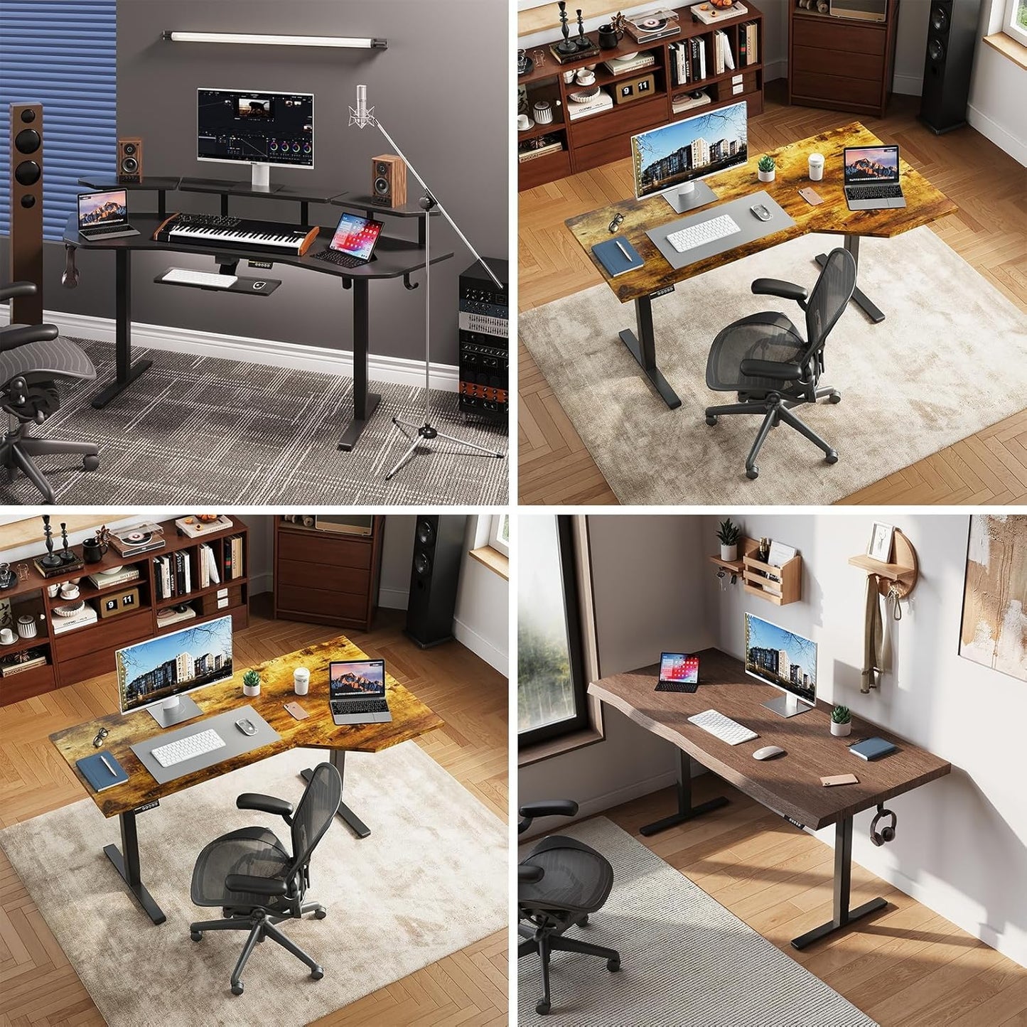 Skiennix Electric Standing Desk Frame - Adjustable Height & Length | Supports 63"x28" Tabletops, 3 Preset Heights, 154 lbs Capacity, Black