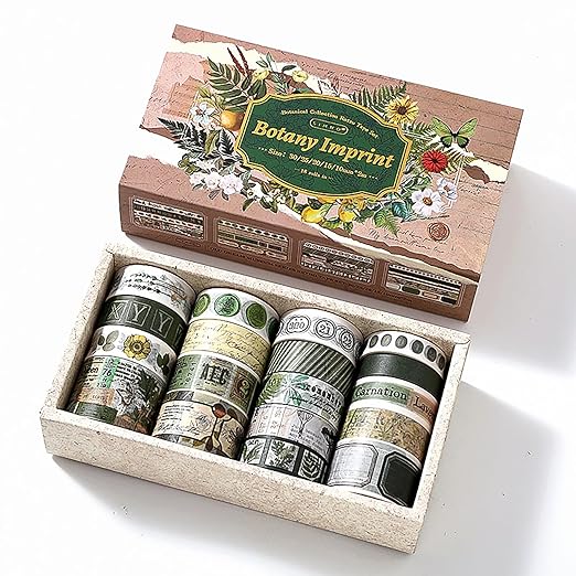 Auguro 18 Rolls Botanical washi Tape Set for Crafts and Journaling DIY Scrapbooking Supplies Flower washi Tape for Scrapbooking Decorating Tape