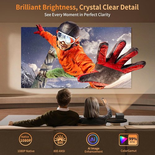INFGO 4K Projector - WiFi & Bluetooth Connectivity | 800 ANSI Lumens, Built-in NETFLIX & YouTube