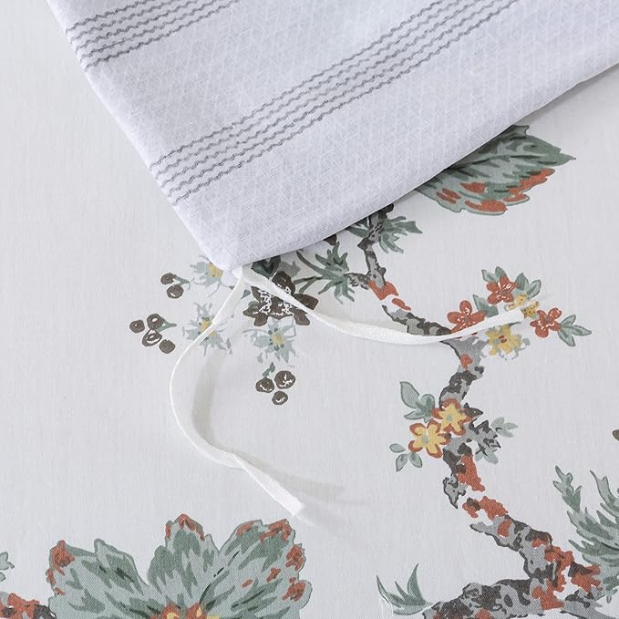 FADFAY Duvet Cover Set Elegant Floral Bedding Shabby Beige Bird Flower Quilt Cover Set Vintage Farmhouse Bedding 100% Cotton Comforter Cover Set with Zipper Closure 3Pcs, King/California King Size