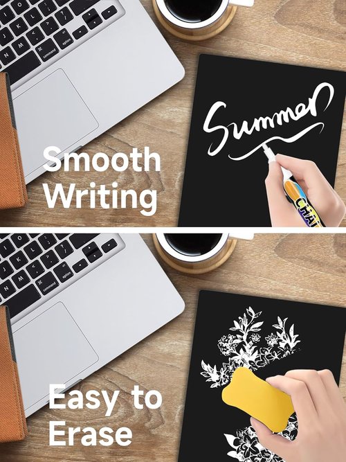 Acrylic Black Dry Erase Board - 8” x 6” Small Desktop Whiteboard with Marker | Reusable Memo Clipboard for Office & Home