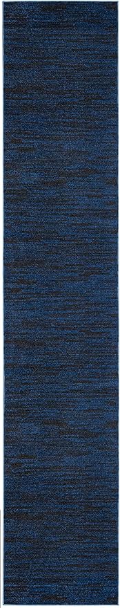 Nourison Home Nourison Essentials Midnight Blue 2'2" x 12' Area Rug - Easy Clean, Non Shedding, Bed Room, Living Room, Dining Room, Kitchen (12' Runner)