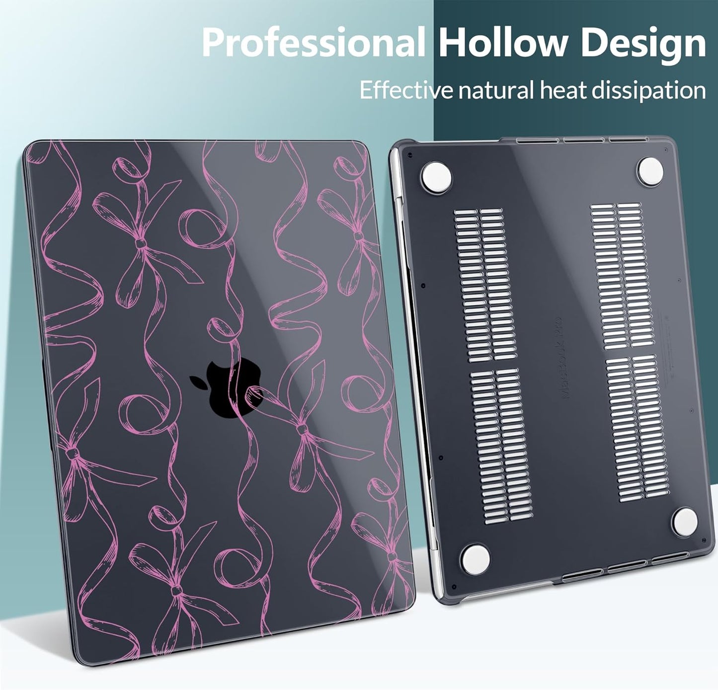TWOLSKOO MacBook Pro 14 Inch Case - Sparkly Bows Design with Hard Shell, Keyboard Cover & USB Adapter