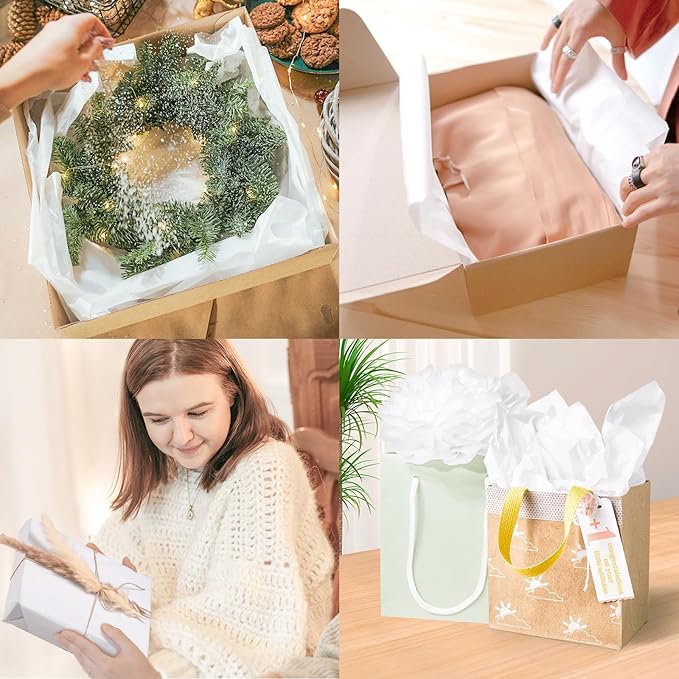 Simetufy 1000 Sheets White Tissue Paper Bulk - 15" x 20" Packing Paper for Moving, Gift Wrapping, Weddings, Birthdays, Holidays & Crafts