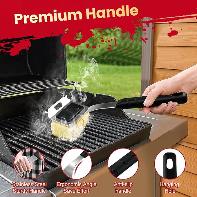 nonoYif Grill Brush Bristle Free + 5 Replaceable Pads, Grill Cleaner Brush for Outdoor Grill, Steam Grill Brush and Scraper for Cast Iron/Stainless Steel Grates, BBQ Grill Brush, Gift for Men Dad