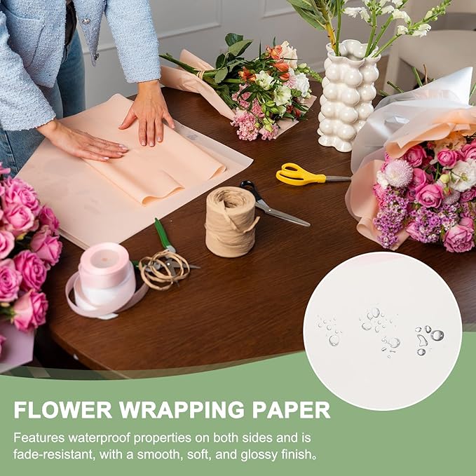 PATIKIL 22.8 x 22.8 Inch Flower Wrapping Paper, 20 Pcs Iridescent Double Sided Plastic Bouquet Packaging Waterproof Florist Supplies DIY Crafts Gift Packaging Gift Box Wedding, White
