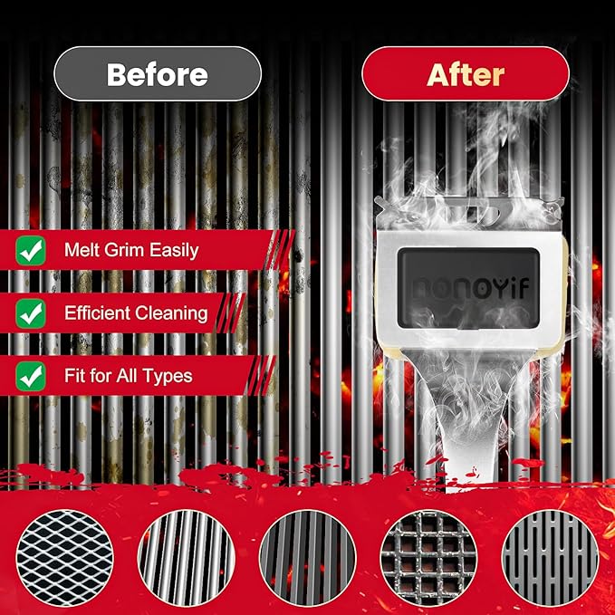 nonoYif Grill Brush Bristle Free + 5 Replaceable Pads, Grill Cleaner Brush for Outdoor Grill, Steam Grill Brush and Scraper for Cast Iron/Stainless Steel Grates, BBQ Grill Brush, Gift for Men Dad