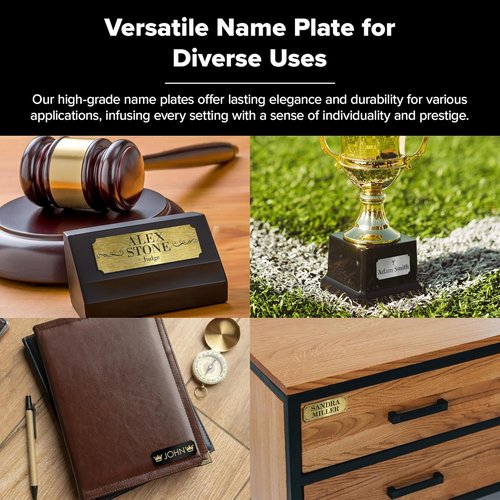 My Sign Center Engraved Name Plate | Personalized 2x6 Inch Plaque - 18 Colors, 72 Icons, 12 Fonts