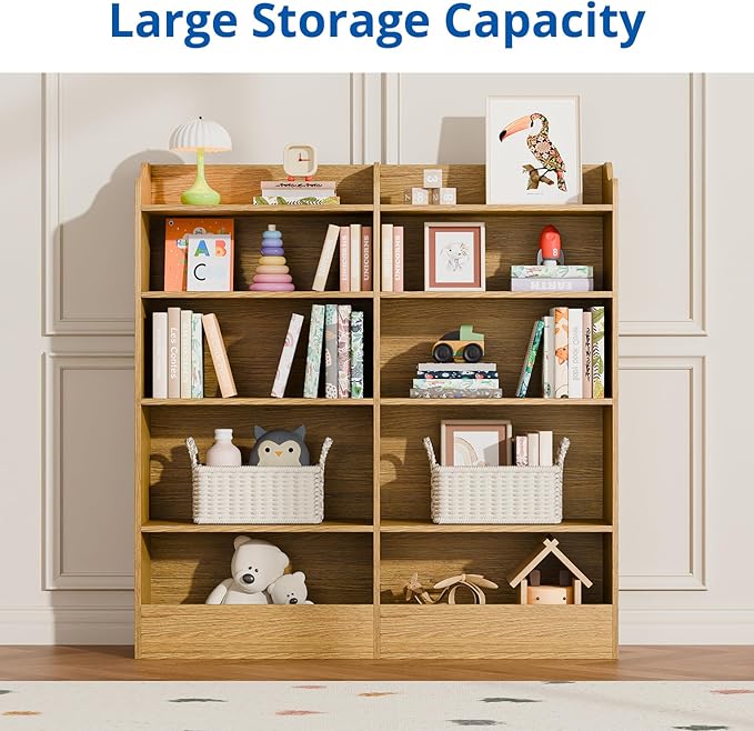 Cozy Castle 5 Tier Kids Bookshelf, 10 Cube Kids Toy Storage Organizer,Toddler Bookcase Storage Cabinet for Playroom, Bedroom, Kid Room, Reading Nook,Nursery (Natural)