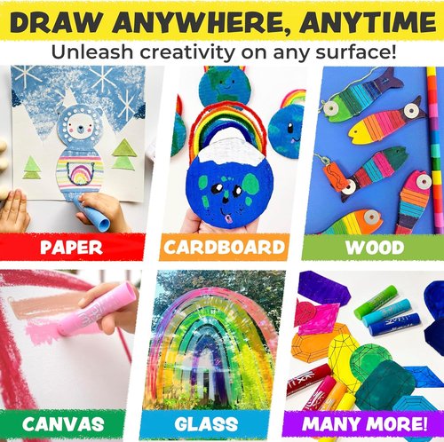 Kwik Stix Solid Tempera Paint Sticks - 24 Washable Colors | Non-Toxic & Quick Drying for Kids
