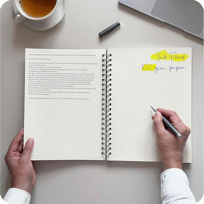 le vent 2 pack Grid Paper Large Spiral Notebook 8.5 x 11 with 100gsm Thick Paper - Square Graph Quad Ruled Notebooks for Math, Science, Engineering - 200 Pages of Lay Flat, Ink Proof Paper - A4