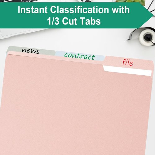 PMYBUPo Peachy-Pink File Folders - 100 Pack Manilla 8.5x11 | Colorful Office & School Supplies